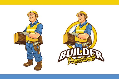 Friendly & Strong Construction Worker Mascot Logo