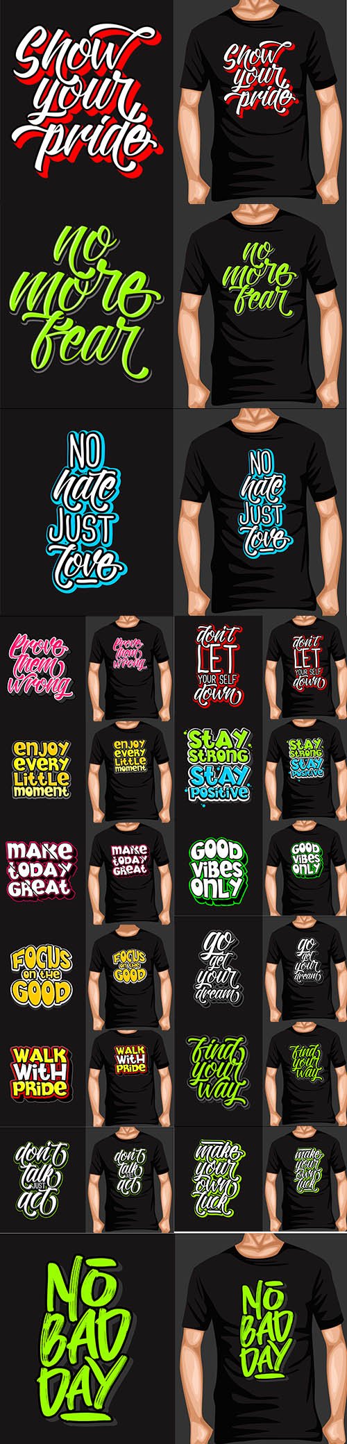 Lettering Typography Quotes for T-shirt Vector Set