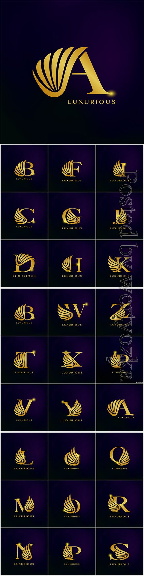 Elegance luxurious wing initial letter logo icon vector design