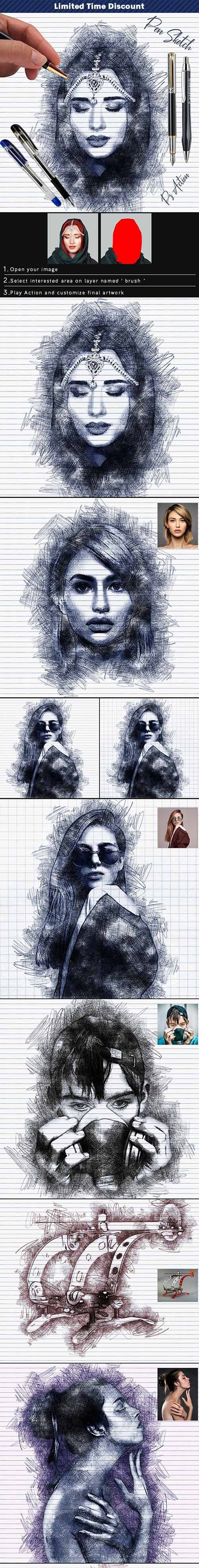 GraphicRiver - Pen Sketch Photoshop Action -  25774811