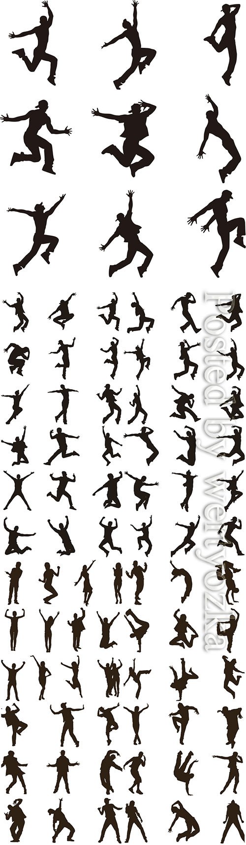 Happy people vector silhouettes