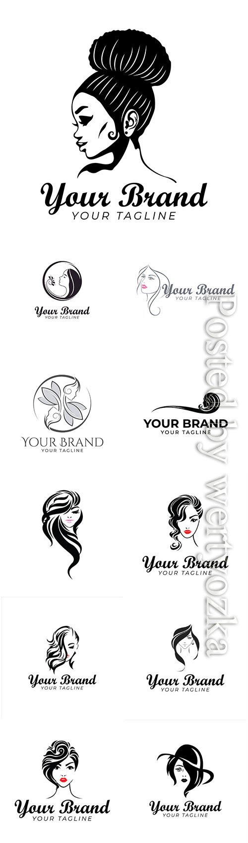 Beautiful logo template of woman and hair