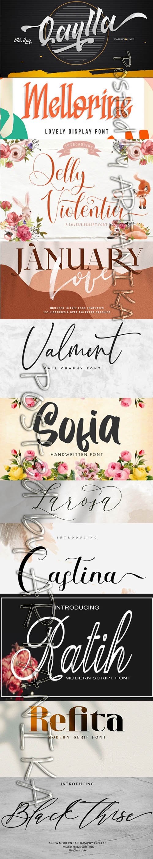 Collection of 11 Creative Fresh Fonts 2020 Vol 6