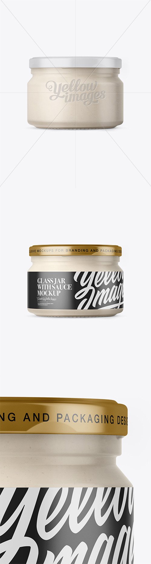 250ml Clear Glass Jar With Garlic Sauce Mockup - Front View 19457 TIF