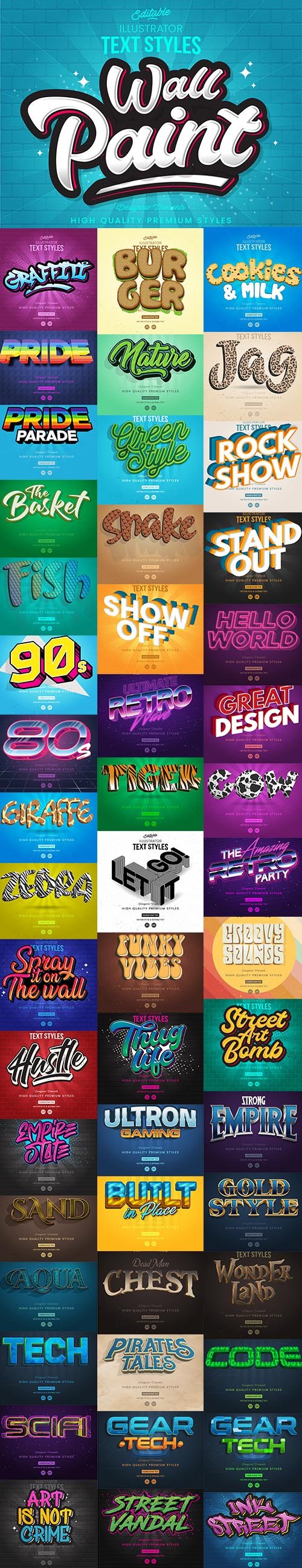 Collection of 50 Text Style Template