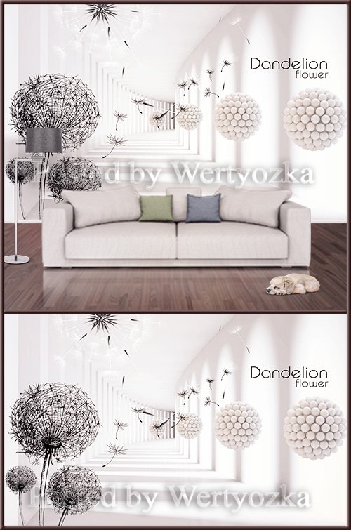 3D psd background wall dandelions abstraction