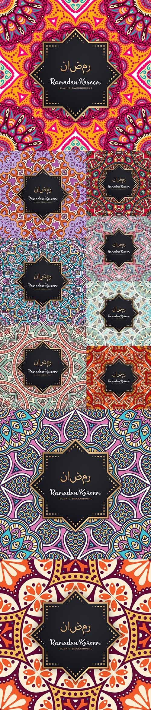 Beautiful Ramadan Kareem Seamless Pattern with Mandala Backgrounds