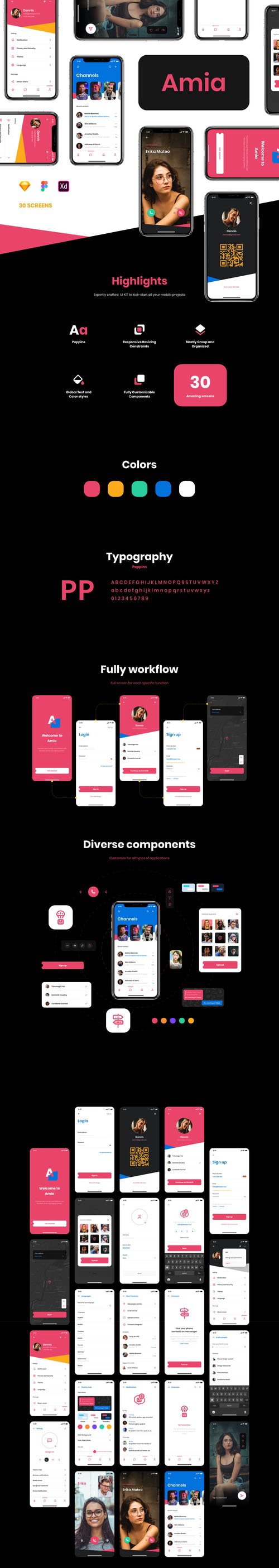 Amia - Messaging App UI Kit