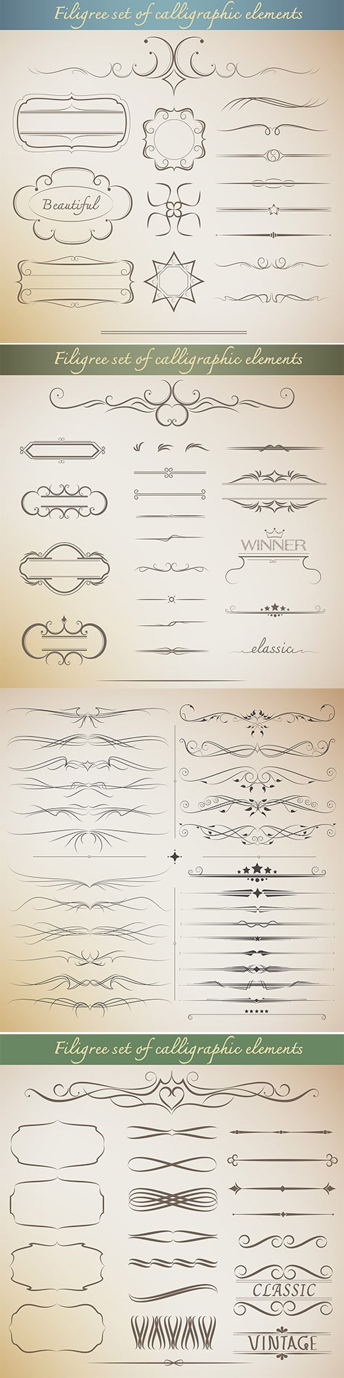 Filigree Set of Calligraphic Elements