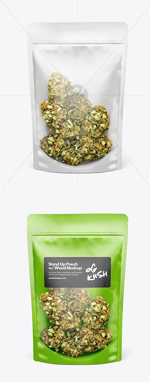 Stand-Up Pouch w/ Weed Buds Mockup 50045