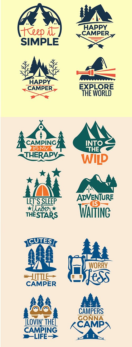 Set of Camping Outdoors Quotes