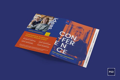 Conference BiFold Brochure PSD Template