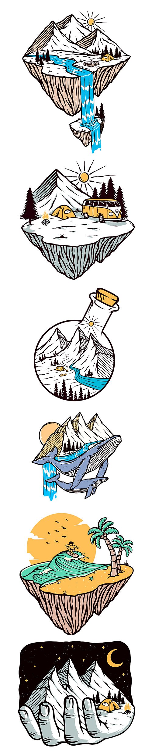 Adventure Camping Illustration Set