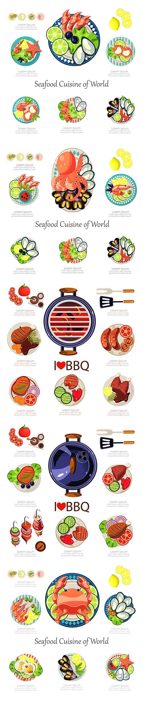 BBQ and Seafood Design Infographic Set