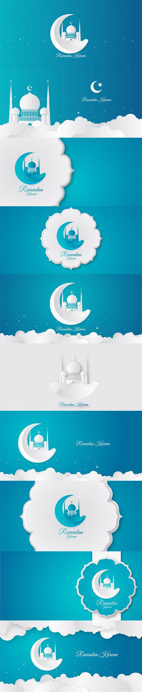 Elegant Islamic Ramadan Kareem Background Set