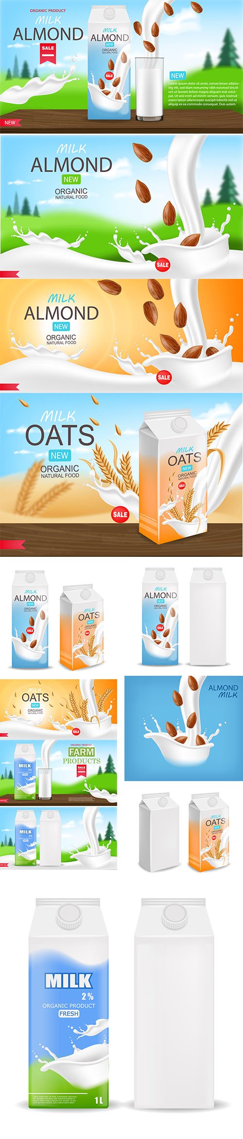 Organic Milk Product Illustration and Box Package