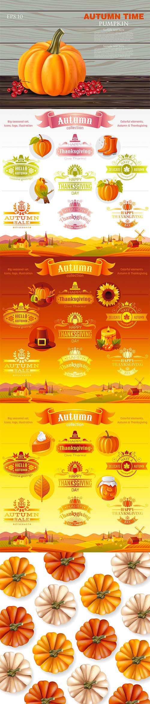 Autumn Pumpkins Collection and Thanksgiving Icon Logo