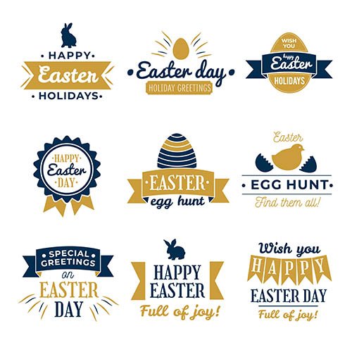 Happy Easter Labels and Logo Design Set