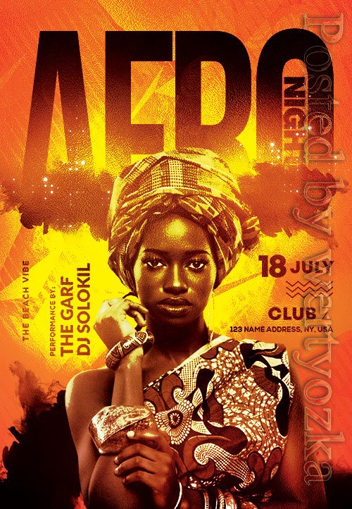 Afro night - Premium flyer psd template