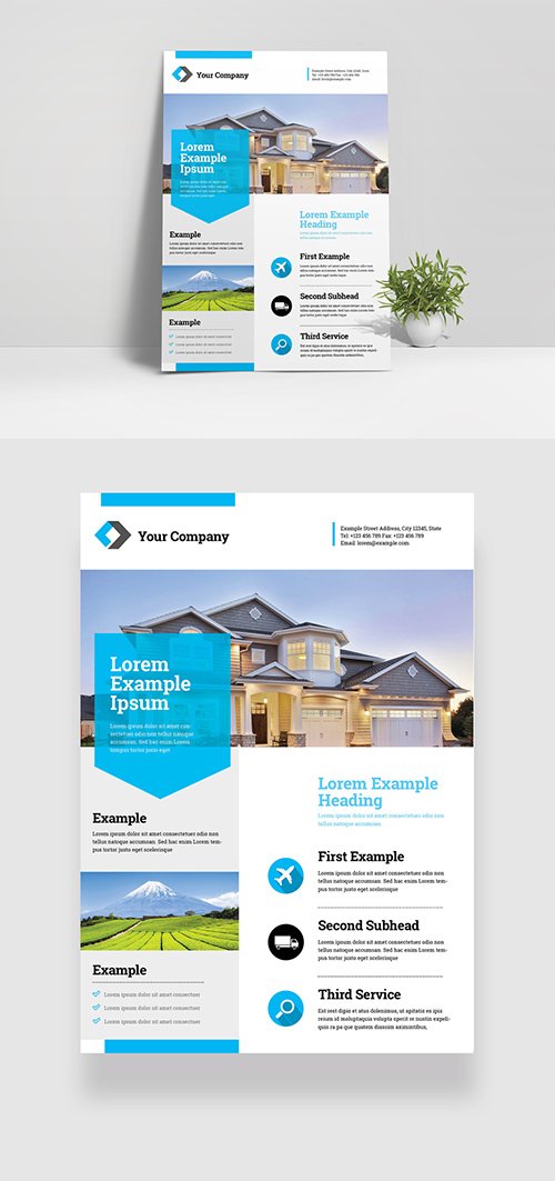 Business Flyer Layout with Teal Accents 334206186