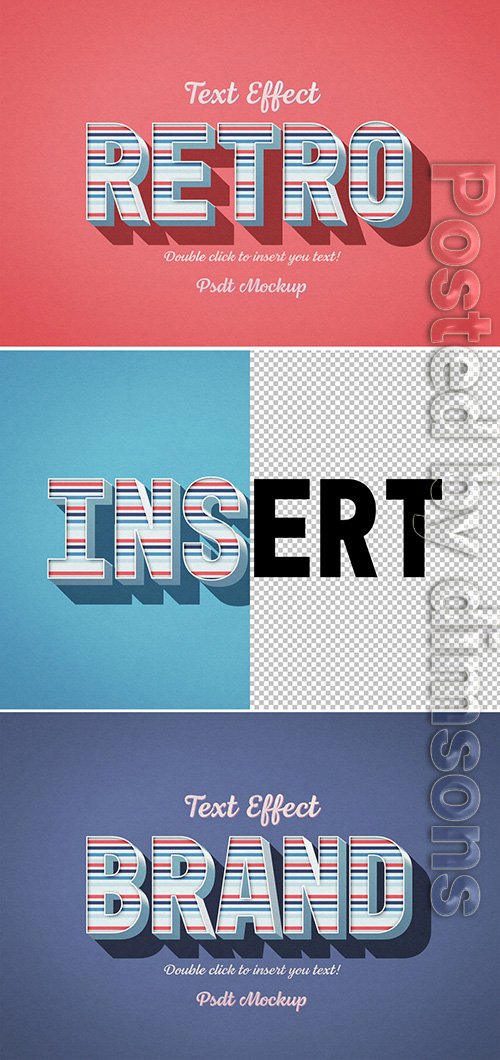 Retro 3D Text Effect with Blue and Red Stripes 334817019