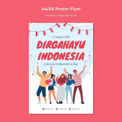 Indonesia independence day PSD poster