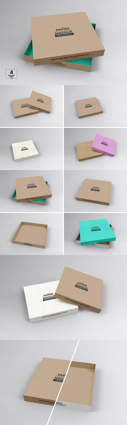 Medium Square Paper Box & Lid Mockup