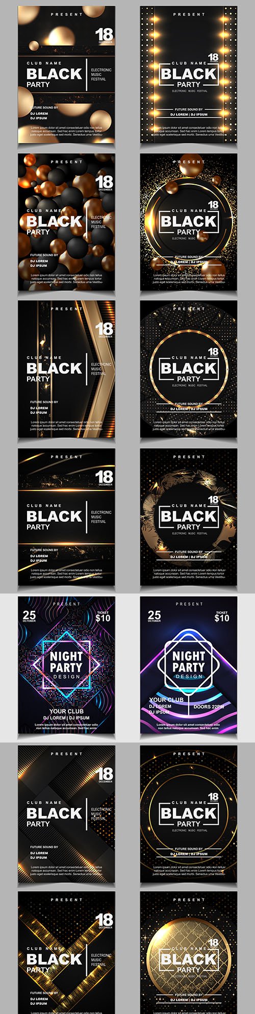 Black and gold nightclub flyer design poster