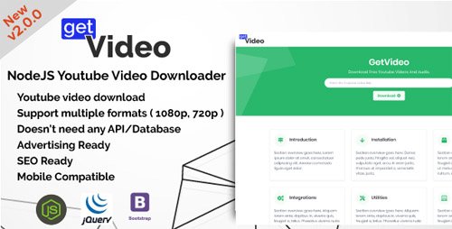 CodeCanyon - GetVideo v2.0.0 - NodeJS Youtube Video Downloader - 21774189