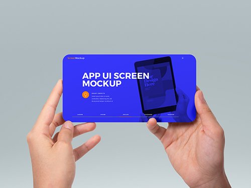 Hands Holding App UI Screen Mockup 342457984
