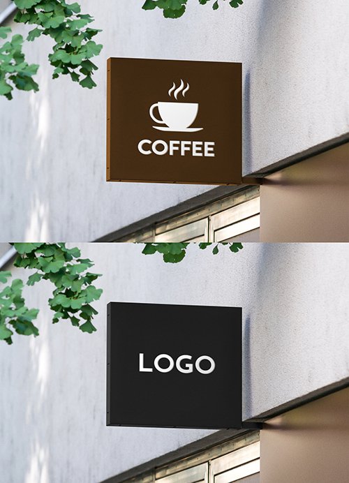 Square Outdoor Mounted Entrance Sign Mockup 344299792