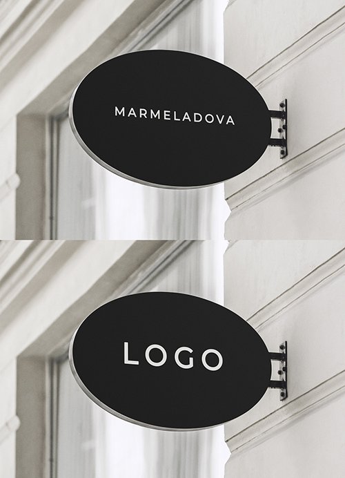 Oval Outdoor Mounted Sign Mockup 344298731