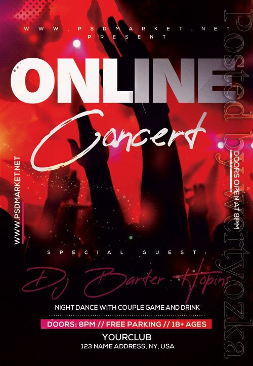 Live online concert - Premium flyer psd template