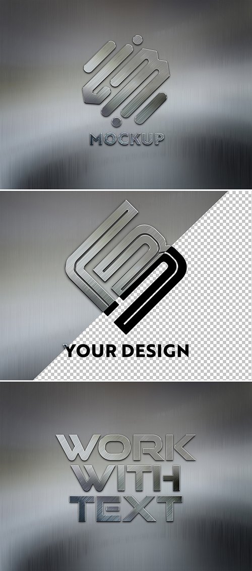 AdobeStock - 3D Logo on Brushed Metal Mockup - 346567080