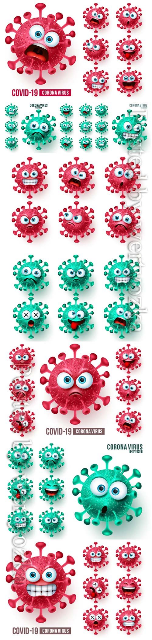 Corona virus emoticons vector set