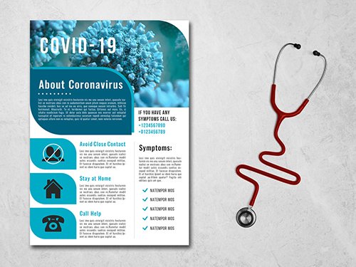 Coronavirus Flyer Layout with Teal Accents 332499844