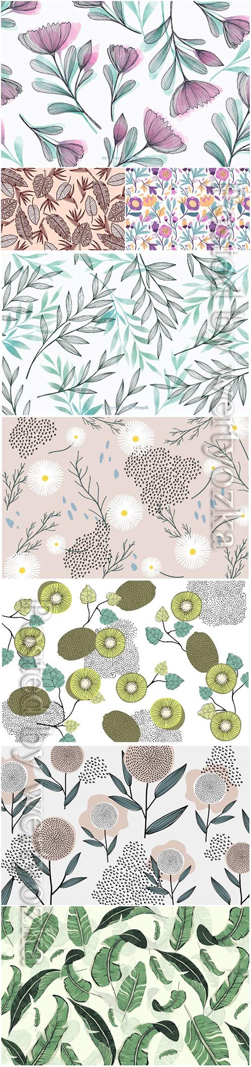 Seamless floral vector backgrounds