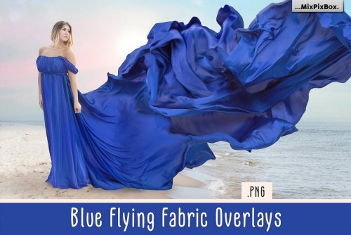 CreativeMarket - Blue Flying Fabric Overlays - 5013308