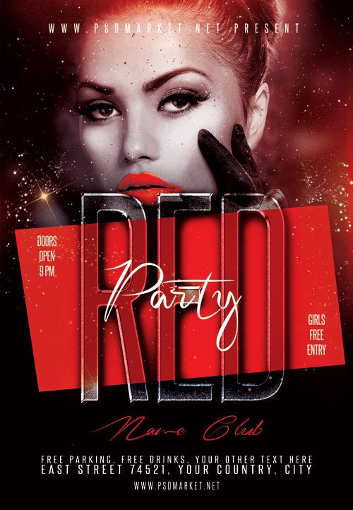 Red club party - Premium flyer psd template