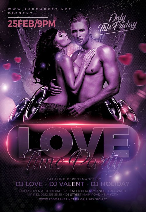 Love time party night - Premium flyer psd template