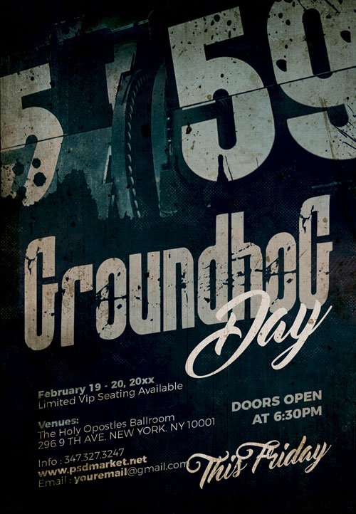 Groundhog day party - Premium flyer psd template