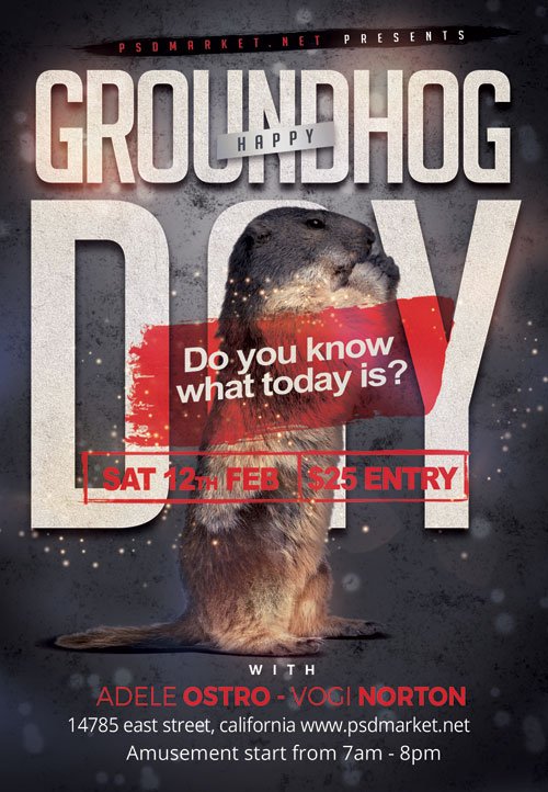 Groundhog day night - Premium flyer psd template