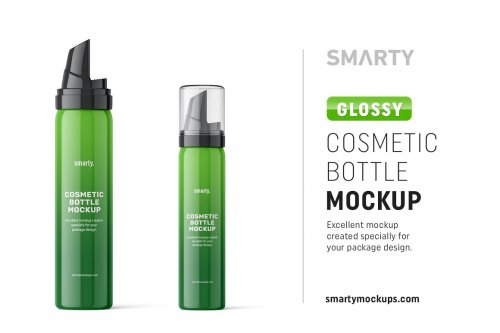CreativeMarket - Glossy Cosmetic Bottle Mockup - 4855592
