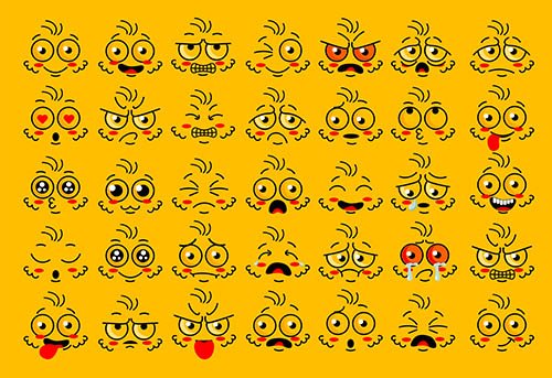 Funny face eye parts with expressions emotion
