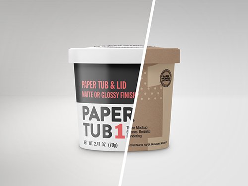 Glossy or Matte Paper Tub with Lid Mockup 350636535