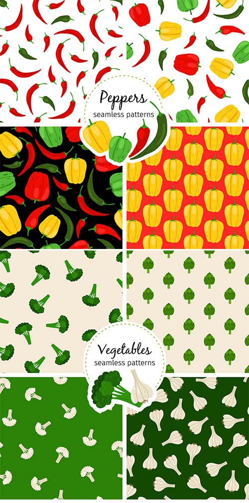 Chilli, Vegetable and bell pepper patterns