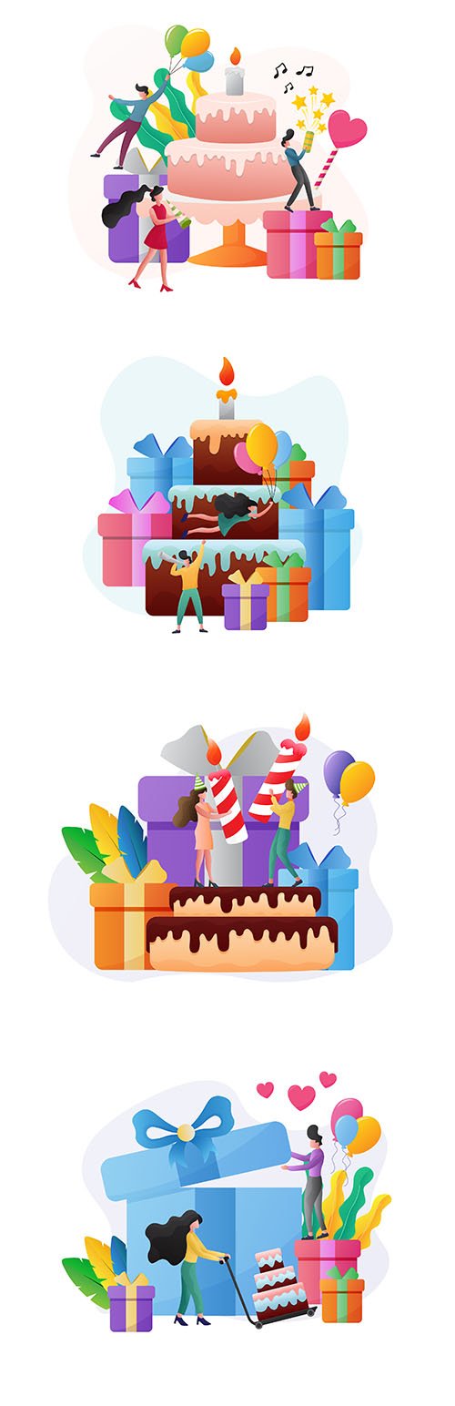 Birthday celebration flat illustration Vector