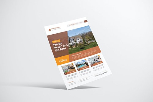 Property Flyer Desain With Brown Orange Color