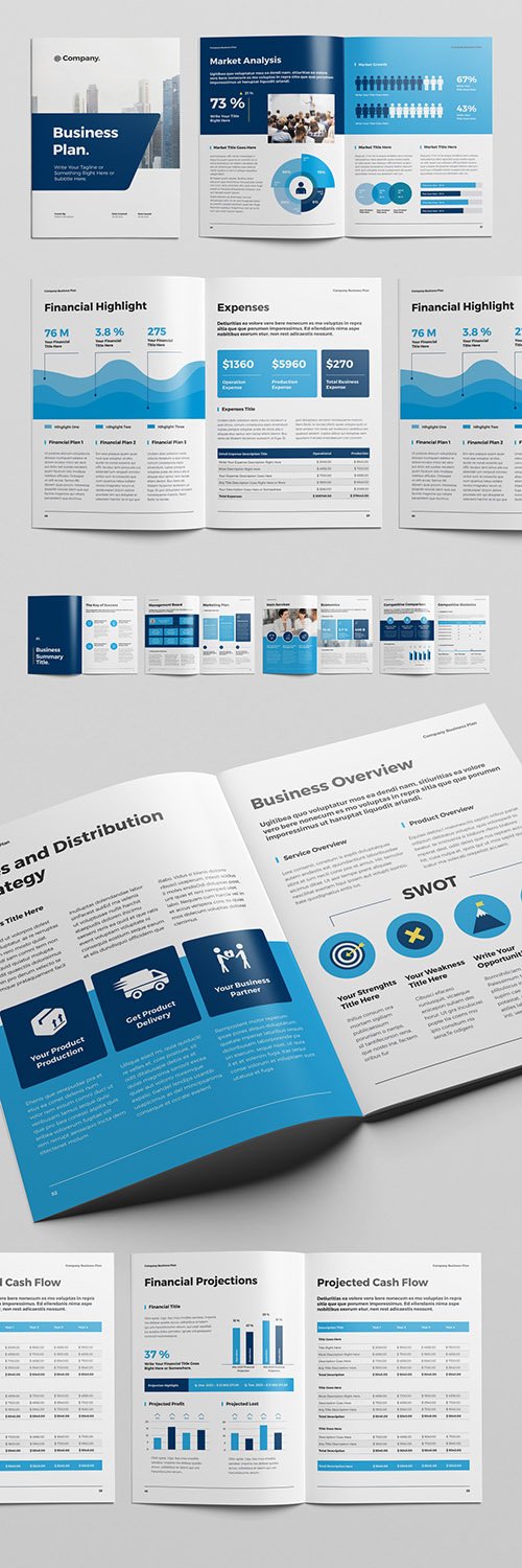 Business Plan Layout with Blue Accents 331763077