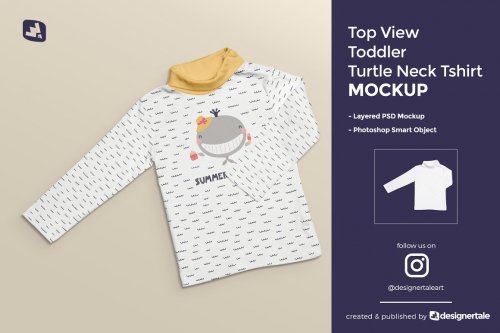 CreativeMarket - Toddler Turtle Neck Tshirt Mockup - 4590955